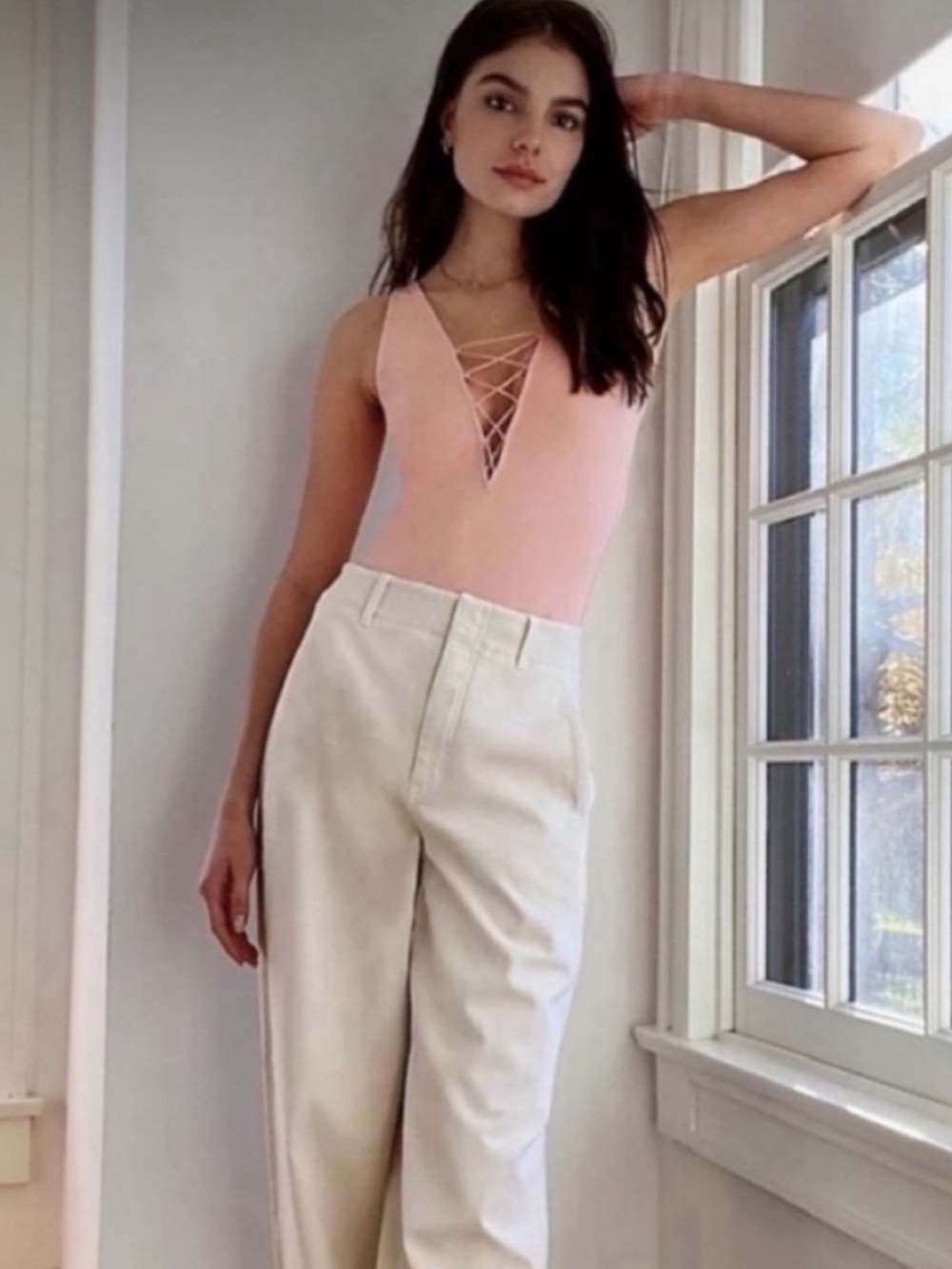 Aritzia Wilfred Free Pink Lais Bodysuit